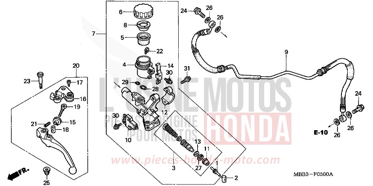 HAUPTKUPPLUNGSZYLINDER von VTR "FireStorm" JEREZ BLUE METALLIC (B154) von 2000
